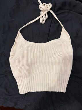 🌿 Cream Cotton Halter Top – Size Small 🌿